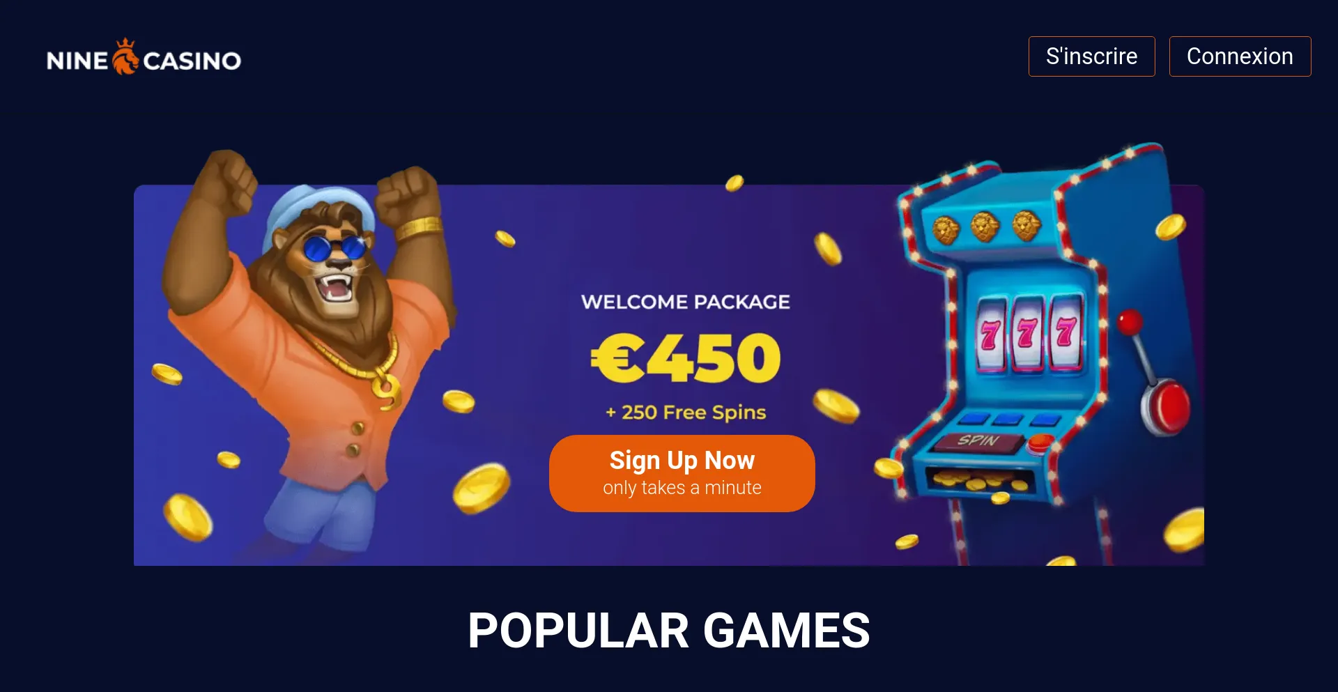 Website screenshot of Ninecasino1.net