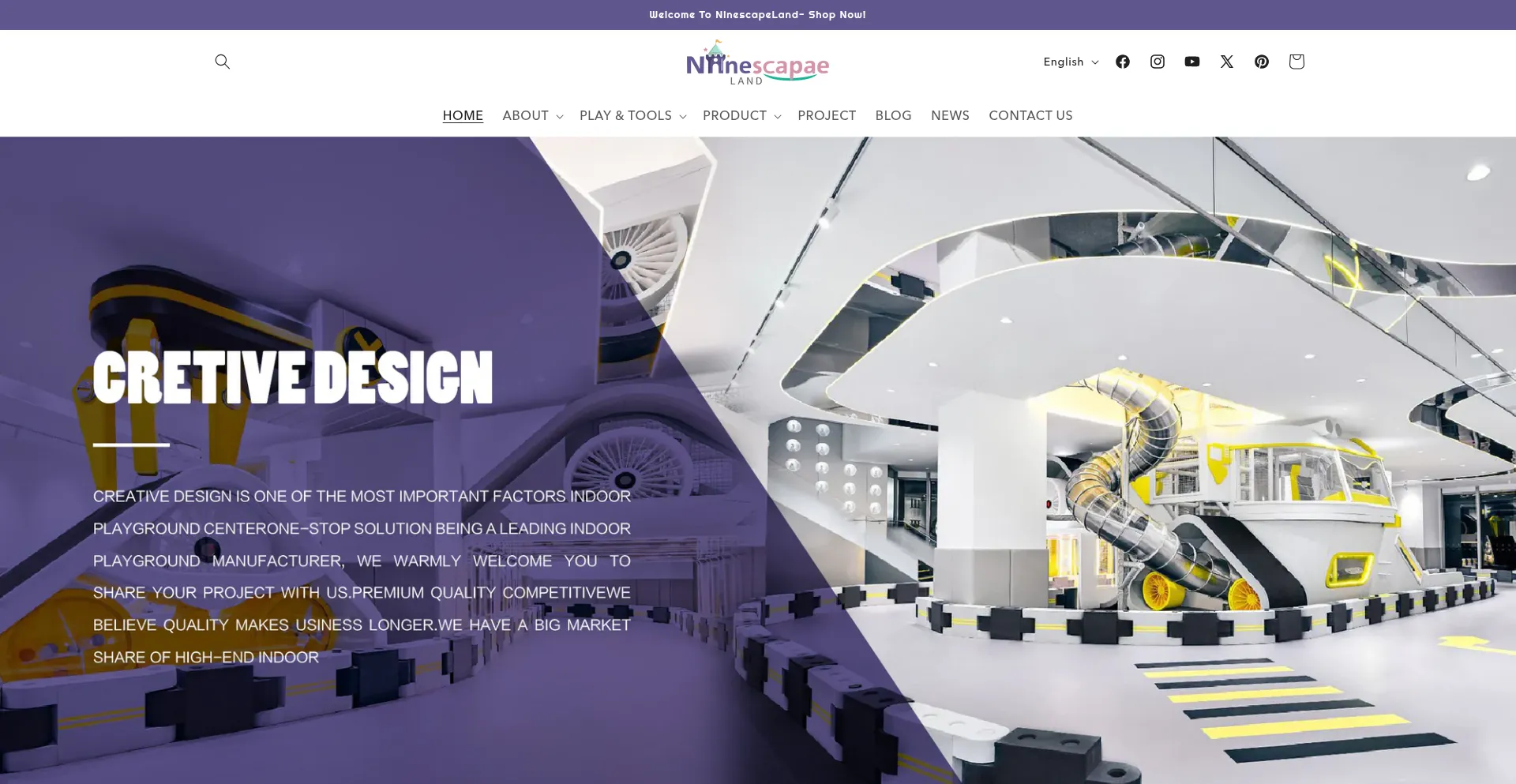 Website screenshot of Ninescapeland.com