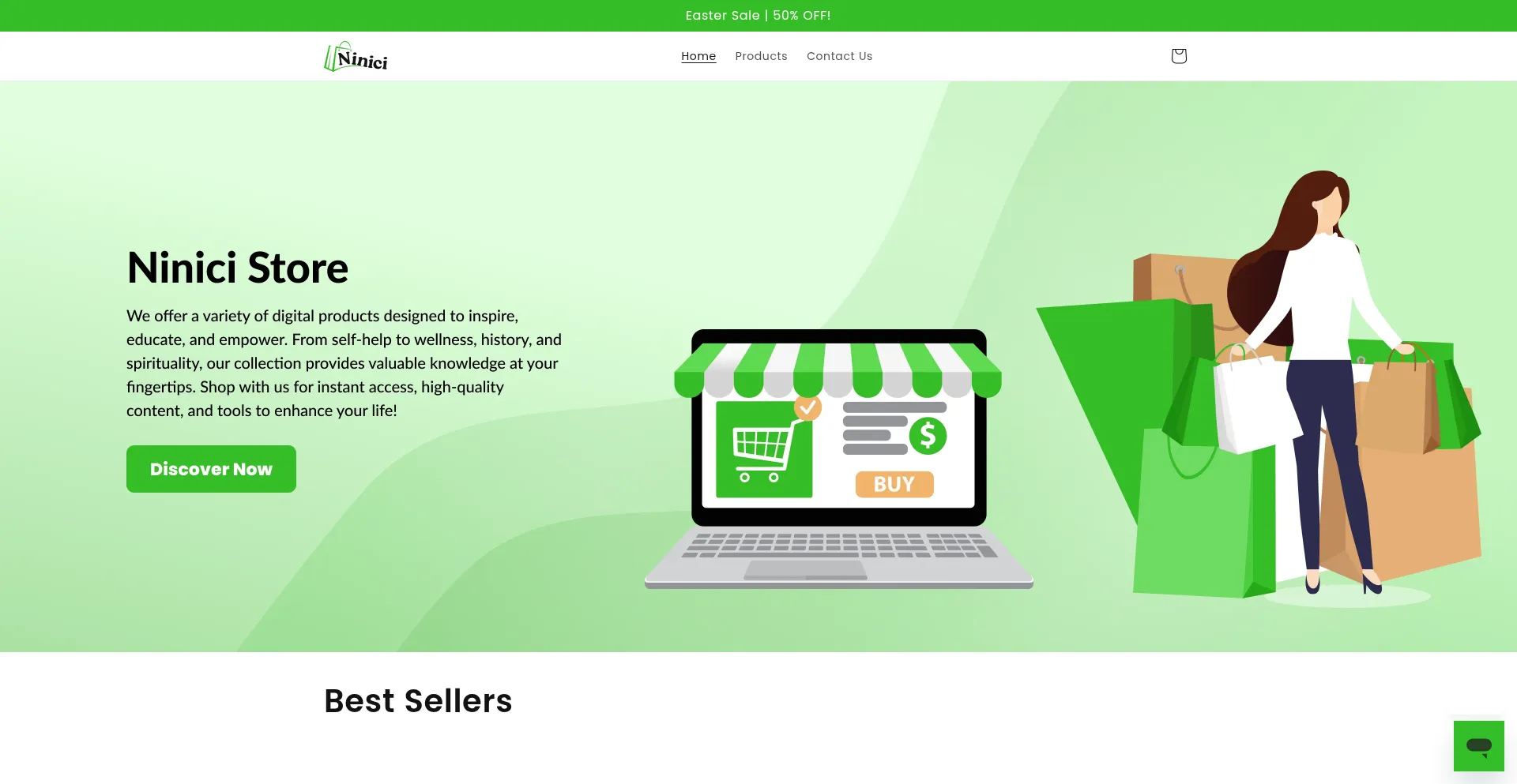 Website screenshot of Ninici.com
