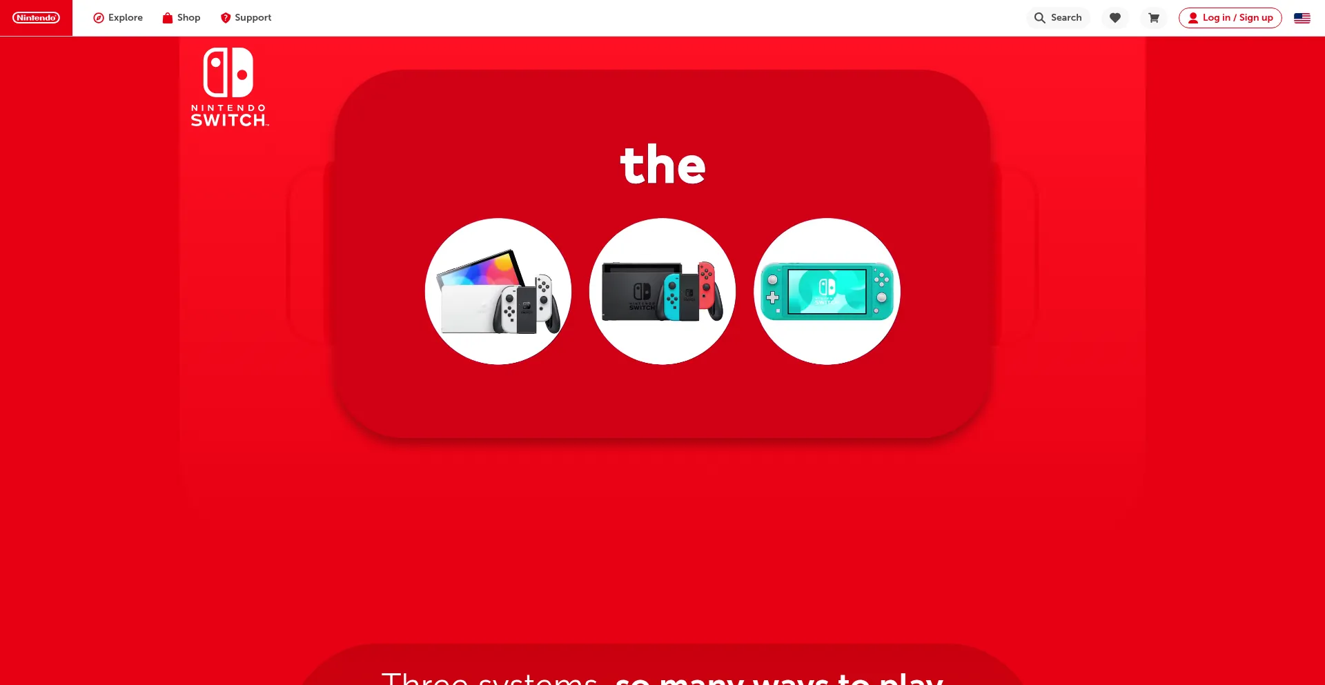 Website screenshot of Nintendoswitch.com