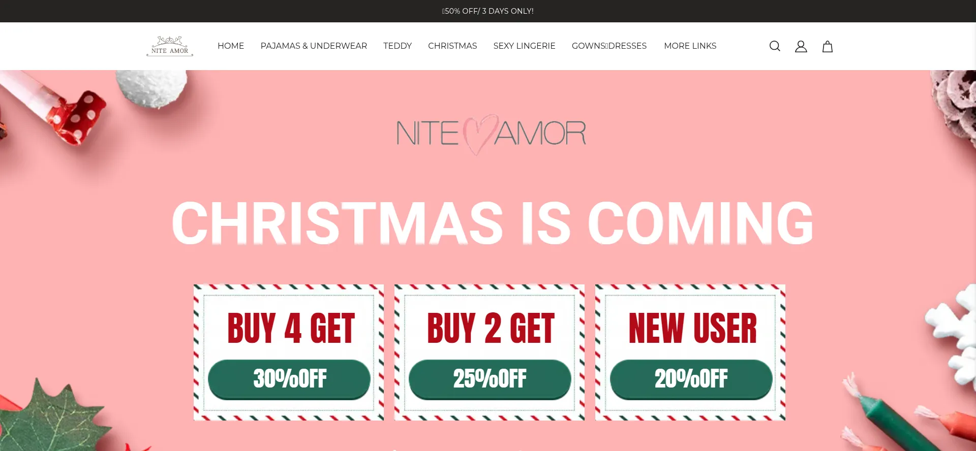 Website screenshot of Niteamor.com