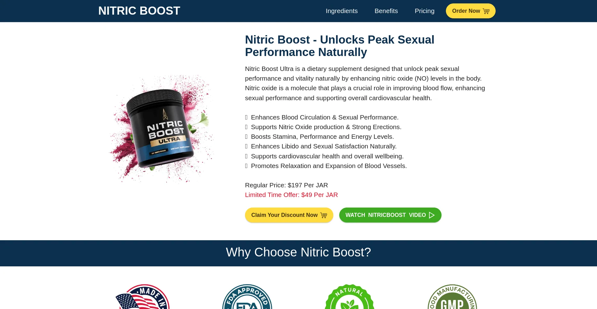 Website screenshot of Nitiricboost.com