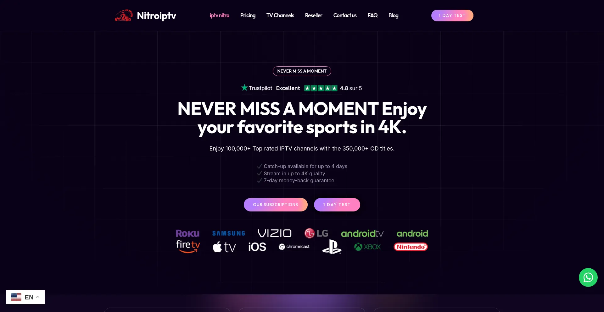 Website screenshot of Nitro-iptv.com
