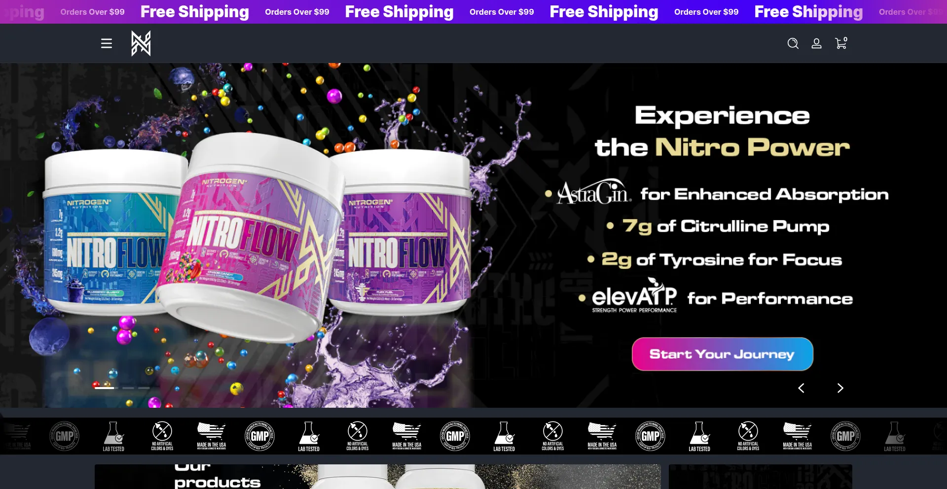 Website screenshot of Nitrogennutri.com