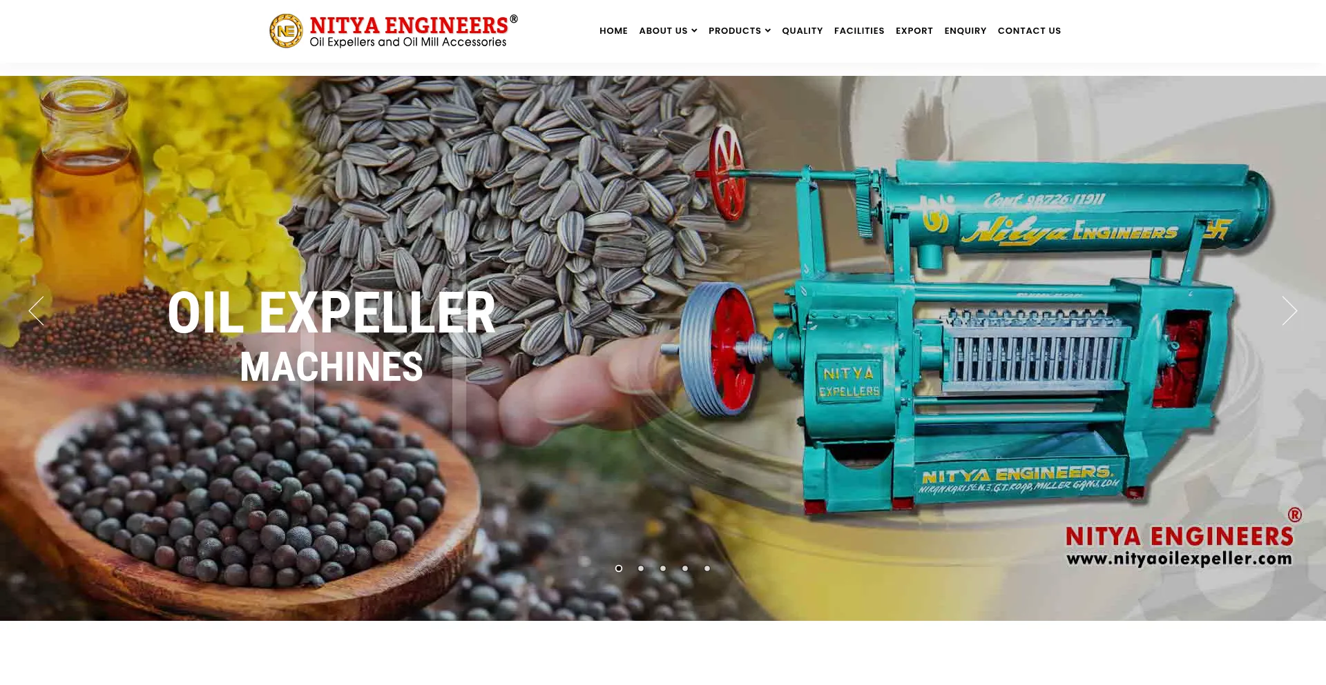 Website screenshot of Nityaoilexpeller.com
