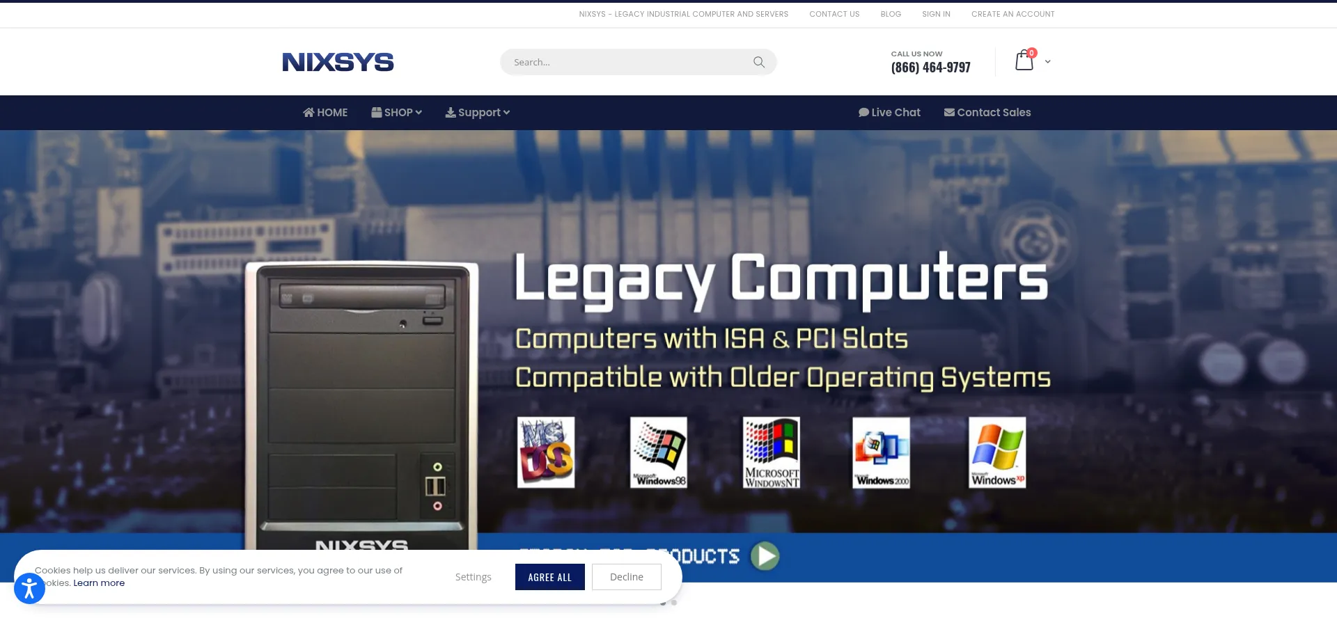 Website screenshot of Nixsys.com