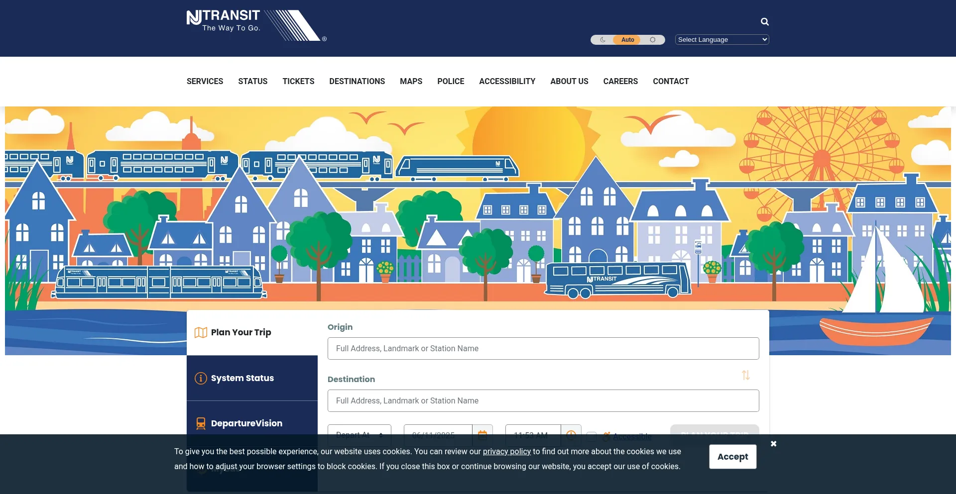 Website screenshot of Njtransit.com