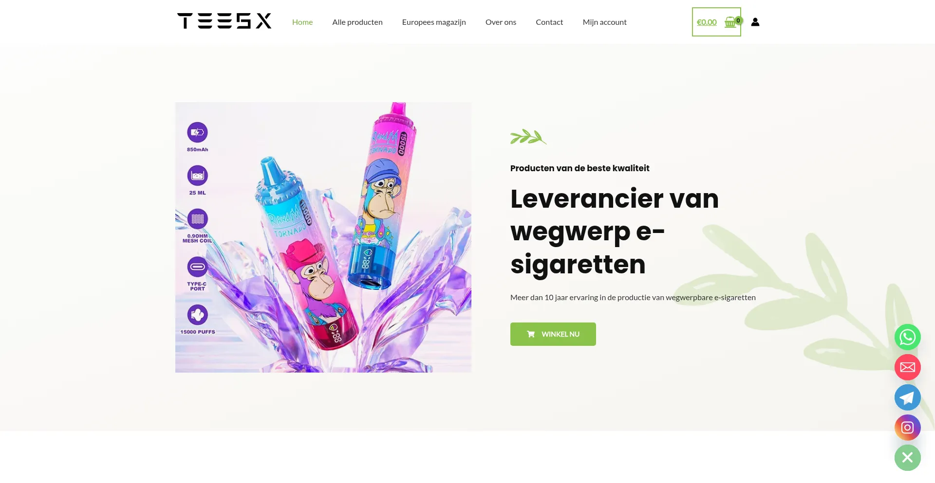 Website screenshot of Nl.teesxvape.com