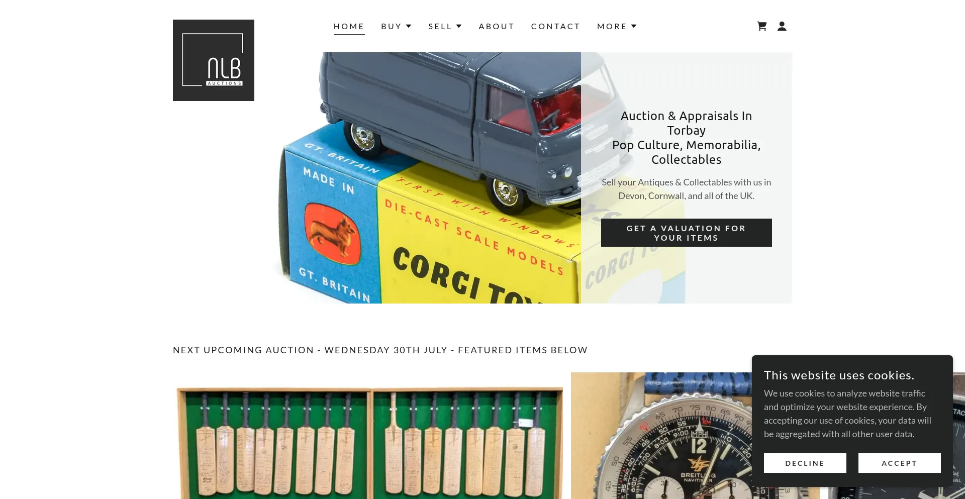 Website screenshot of Nlbauctions.co.uk