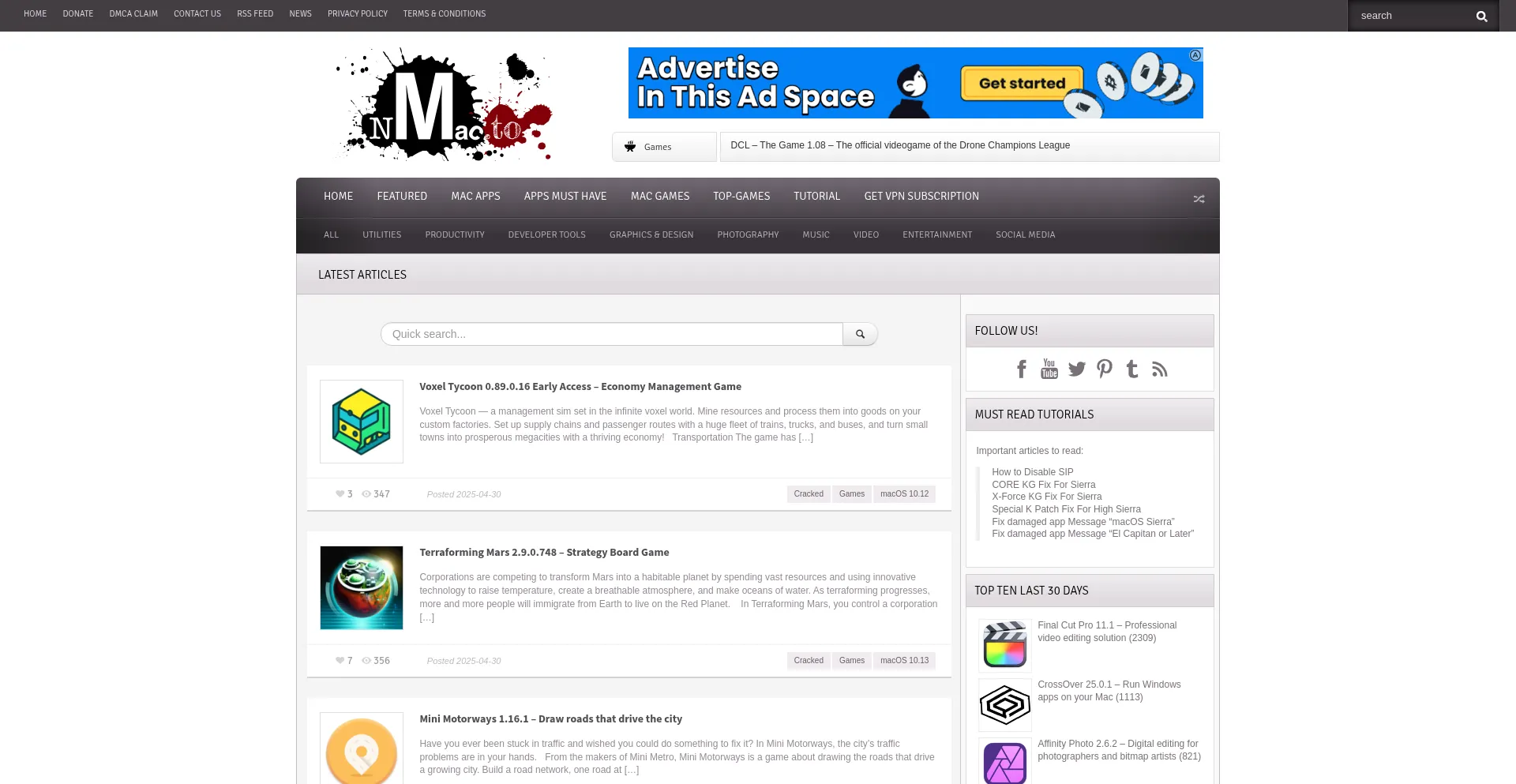 Website screenshot of Nmac.to