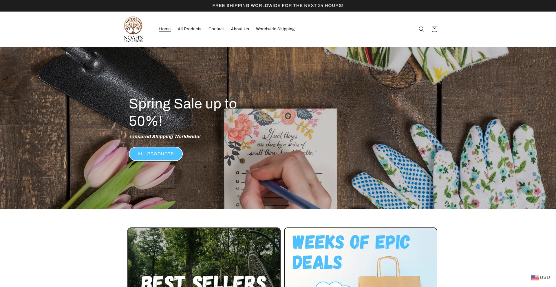 Website screenshot of Noahshomeandcrafts.com