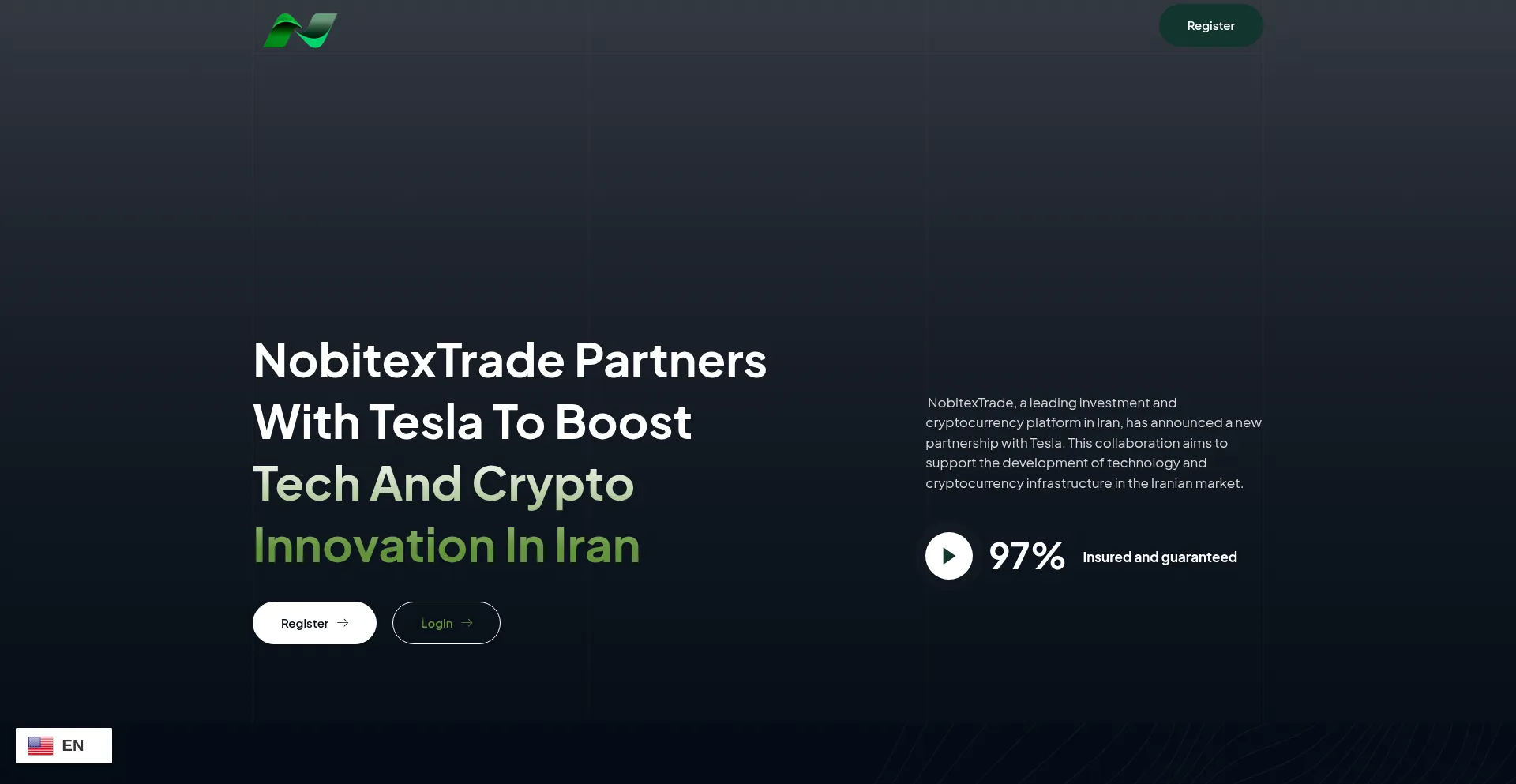 Website screenshot of Nobitex-trade.com