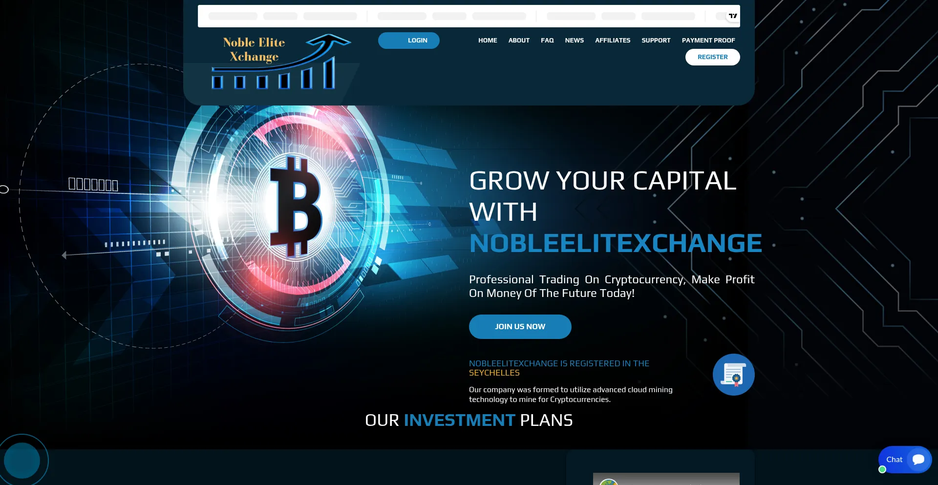 Website screenshot of Nobleelitexchange.com
