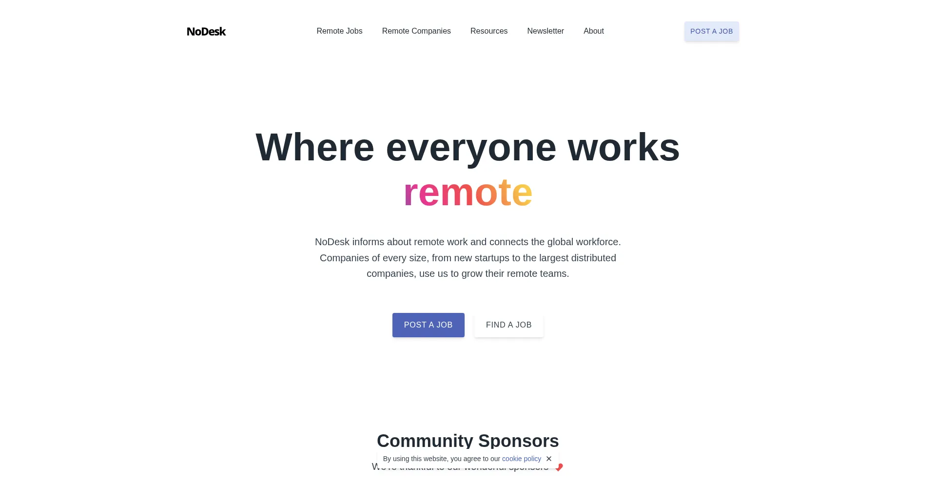 Website screenshot of Nodesk.co