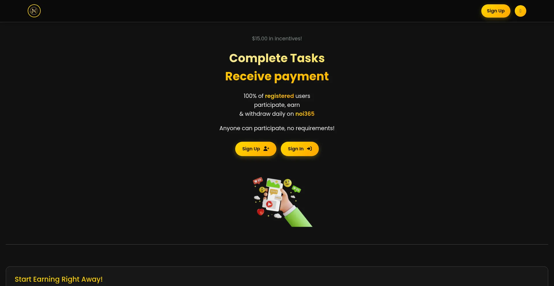 Website screenshot of Noi365.com
