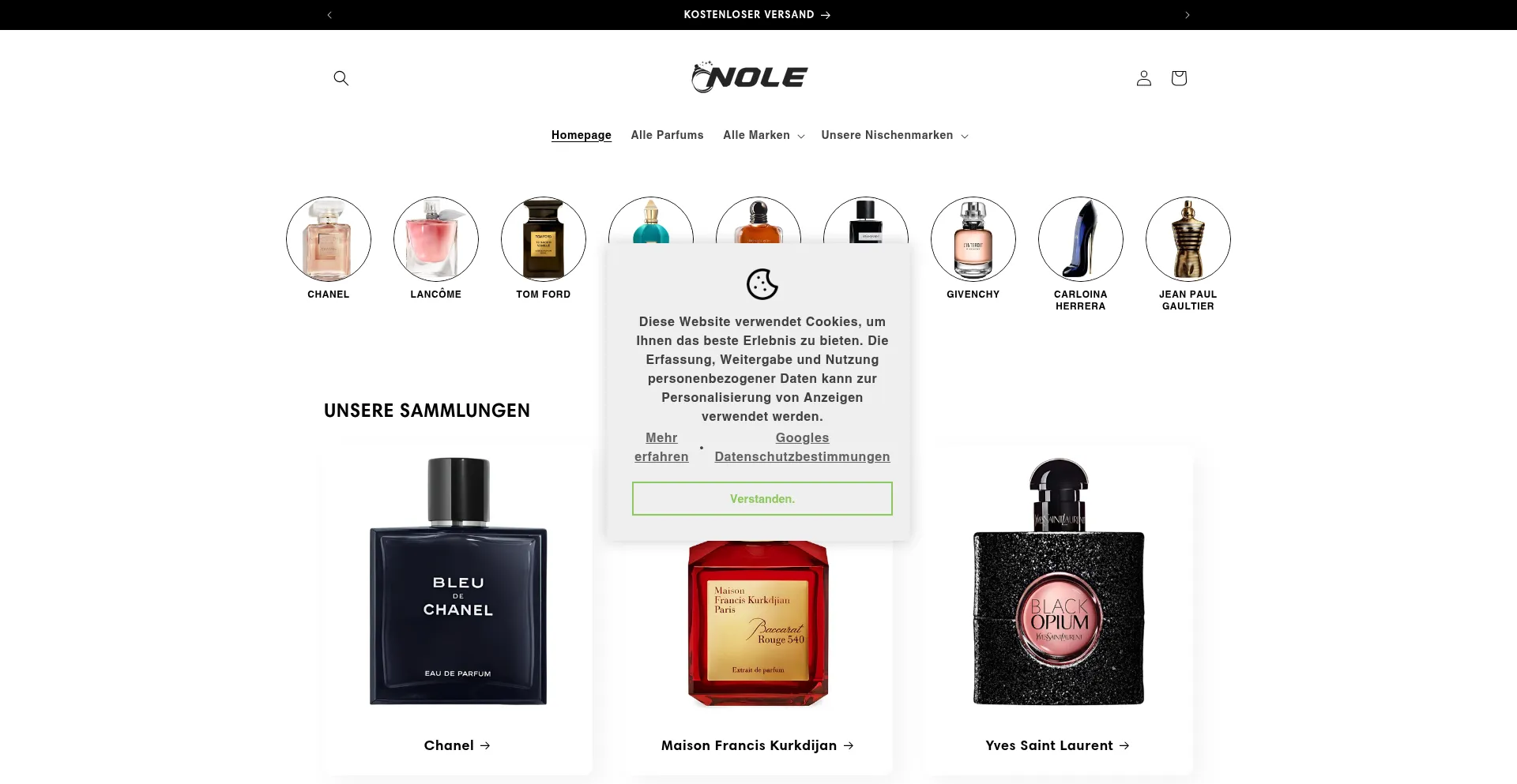 Website screenshot of Nole-cosmetics.com