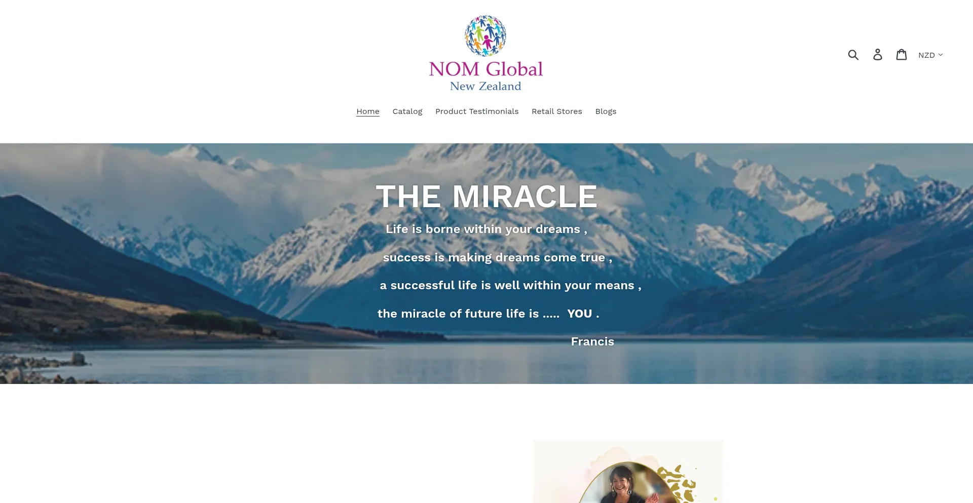 Website screenshot of Nom.co.nz