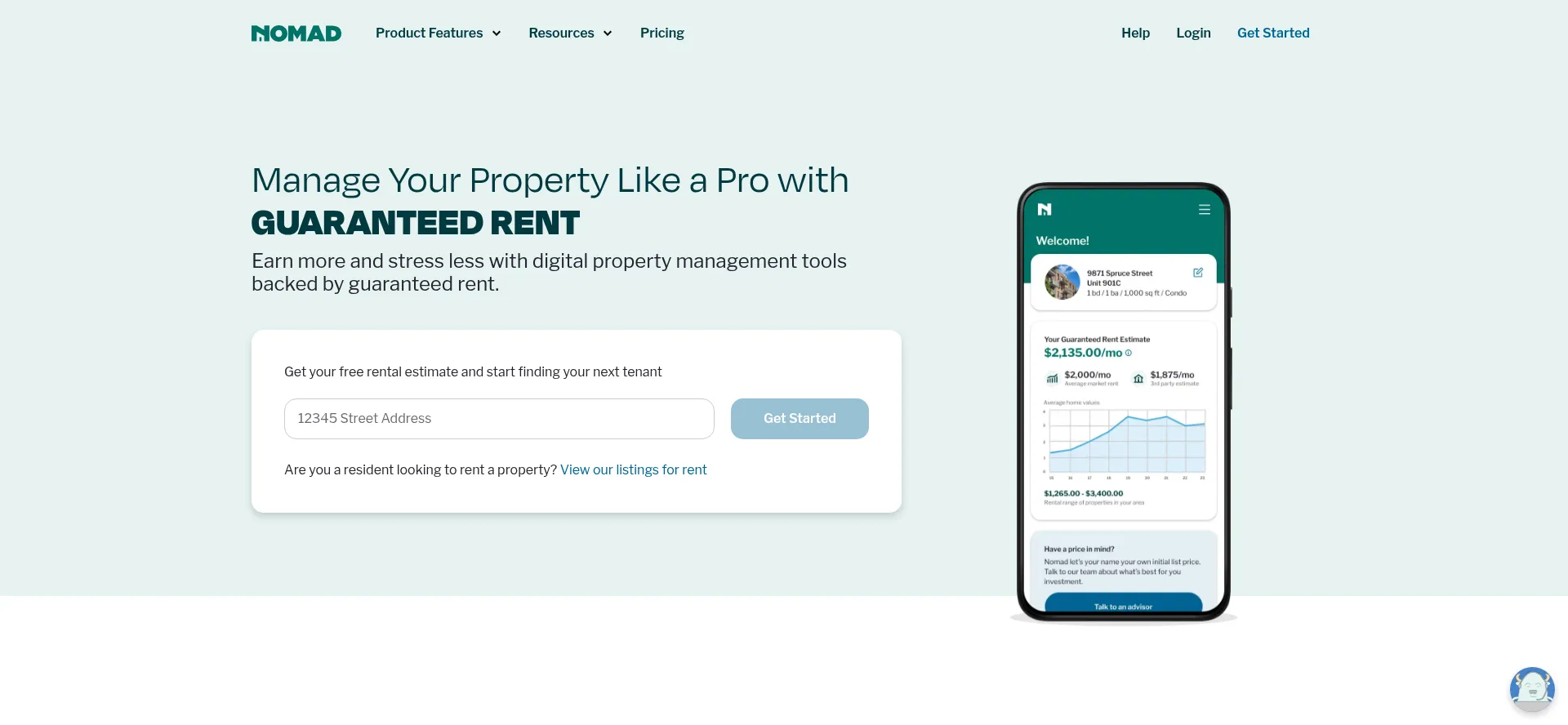 Website screenshot of Nomadlease.com