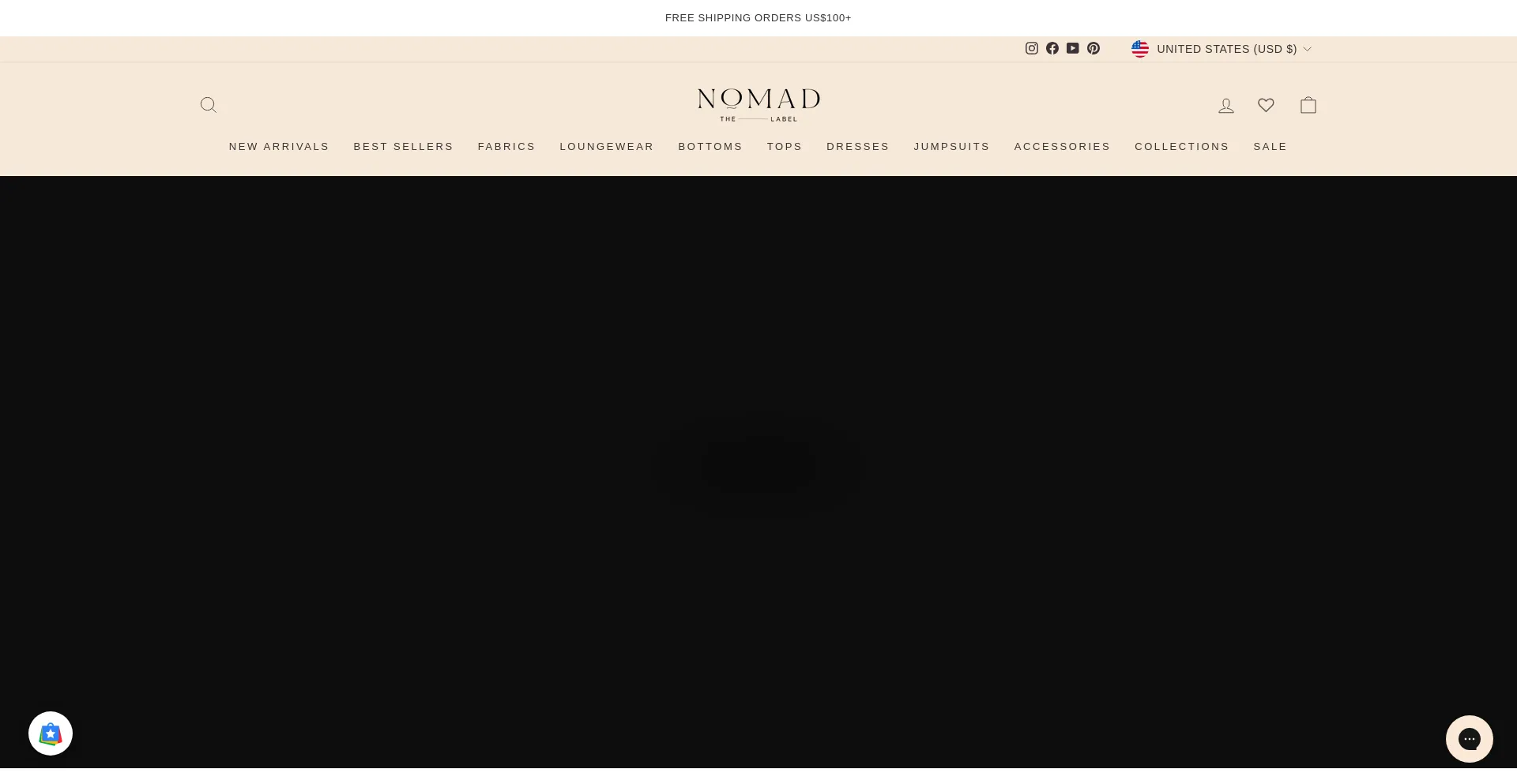 Website screenshot of Nomadthelabel.com