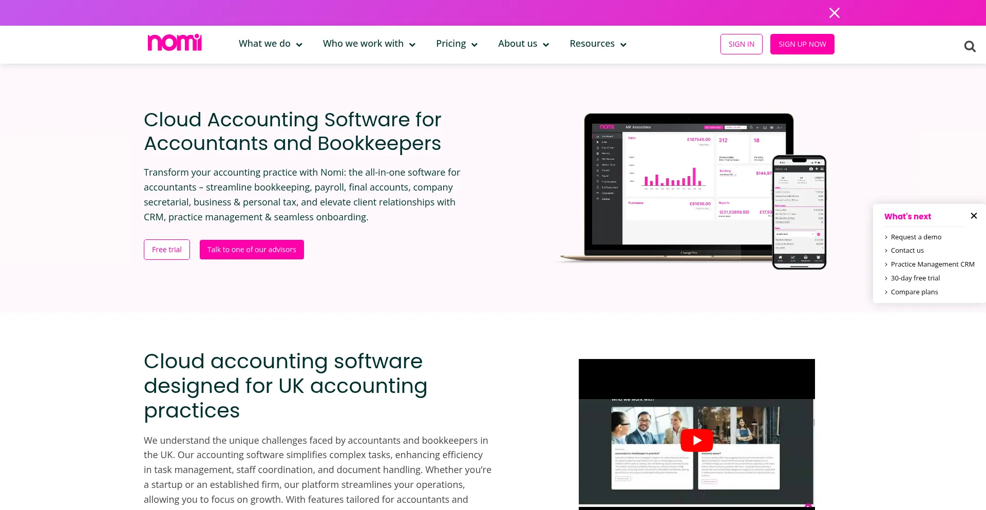 Website screenshot of Nomi.co.uk