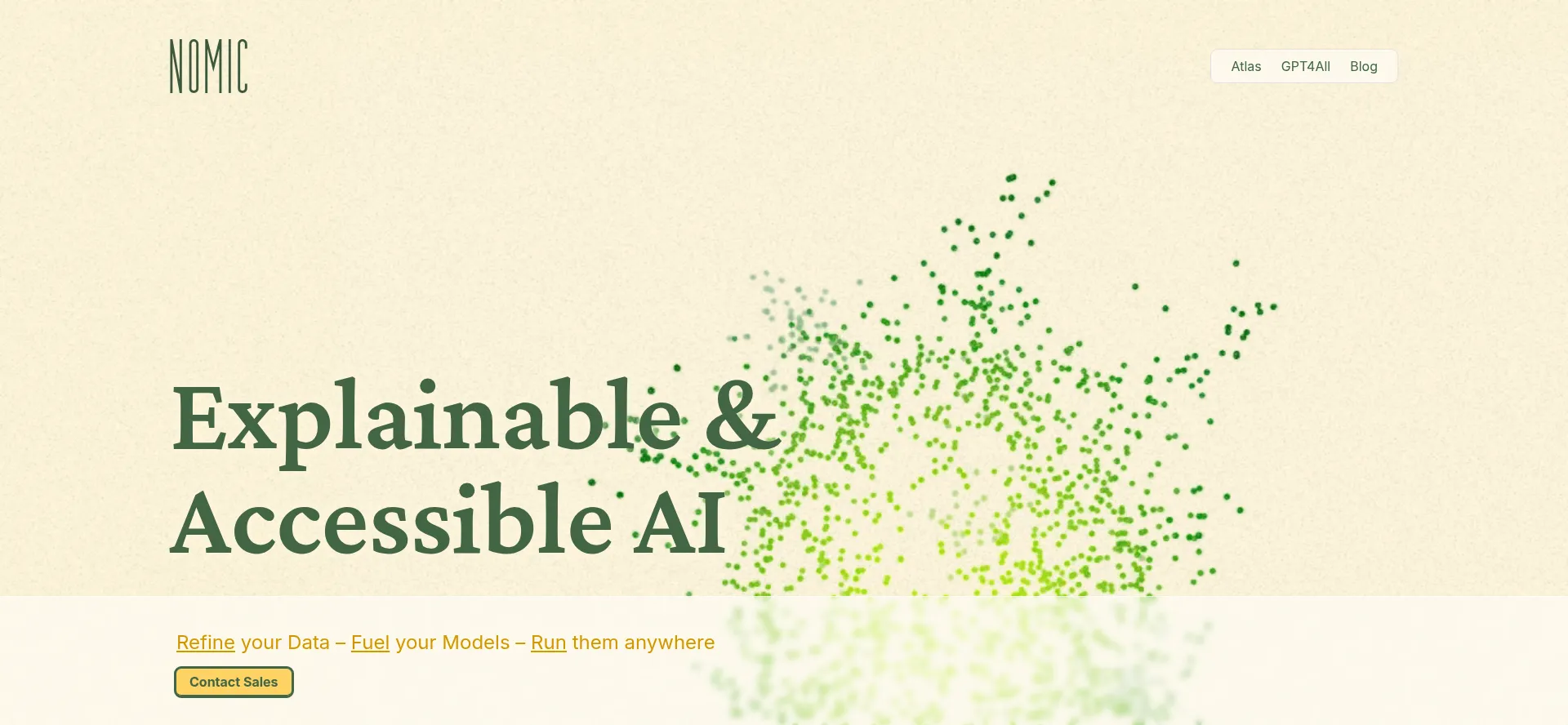 Website screenshot of Nomic.ai