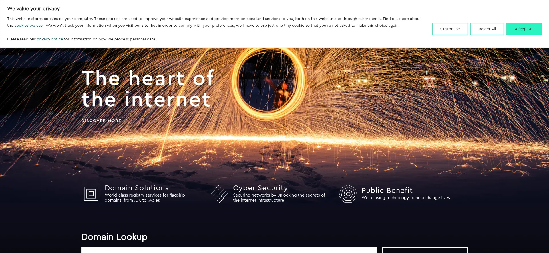 Website screenshot of Nominet.org.uk