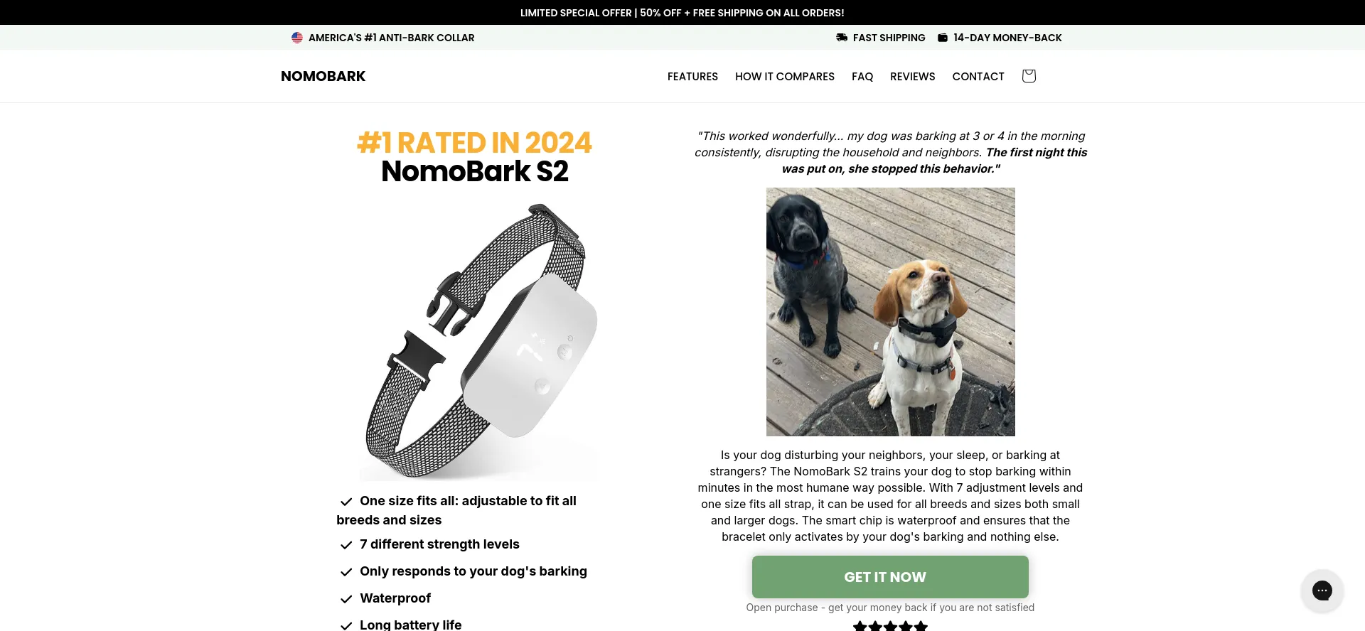 Website screenshot of Nomobark.com