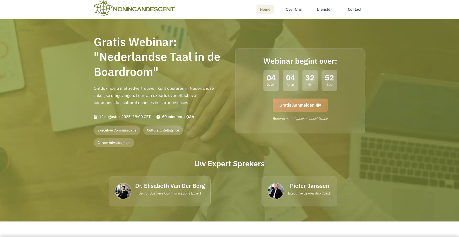 Website screenshot of Nonincandescent.com