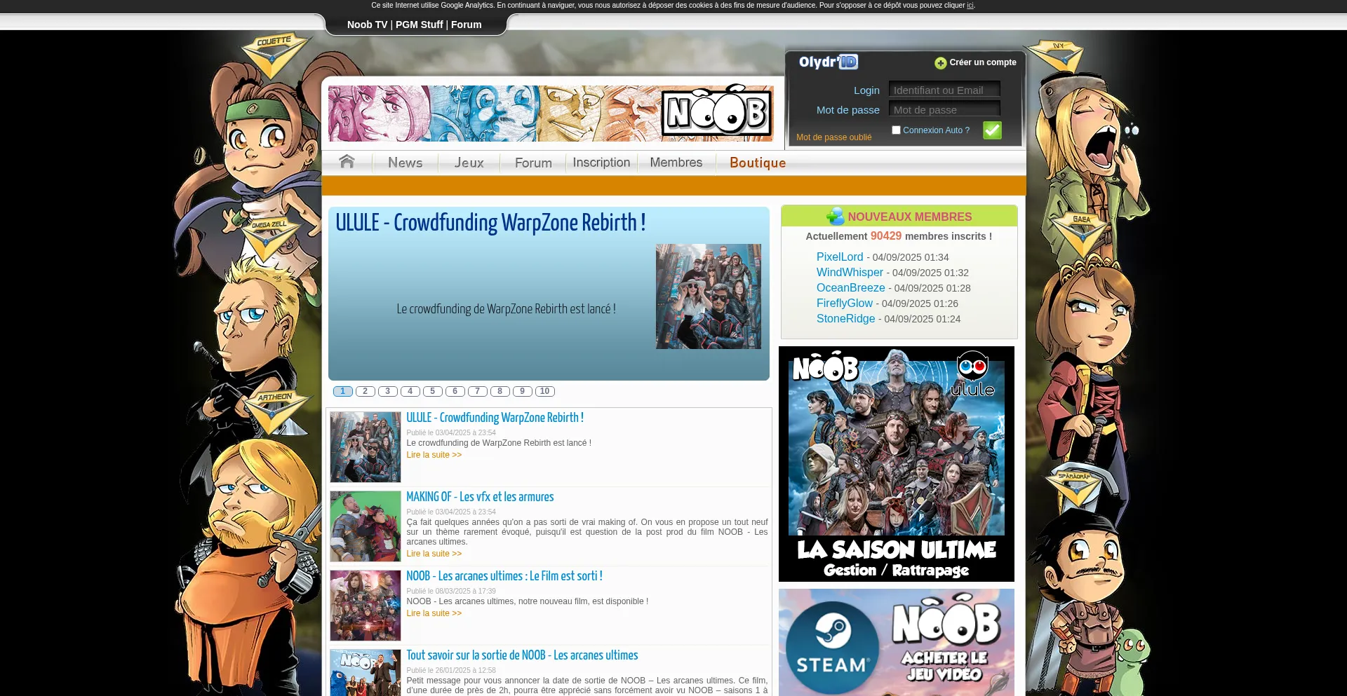 Website screenshot of Noob-online.com