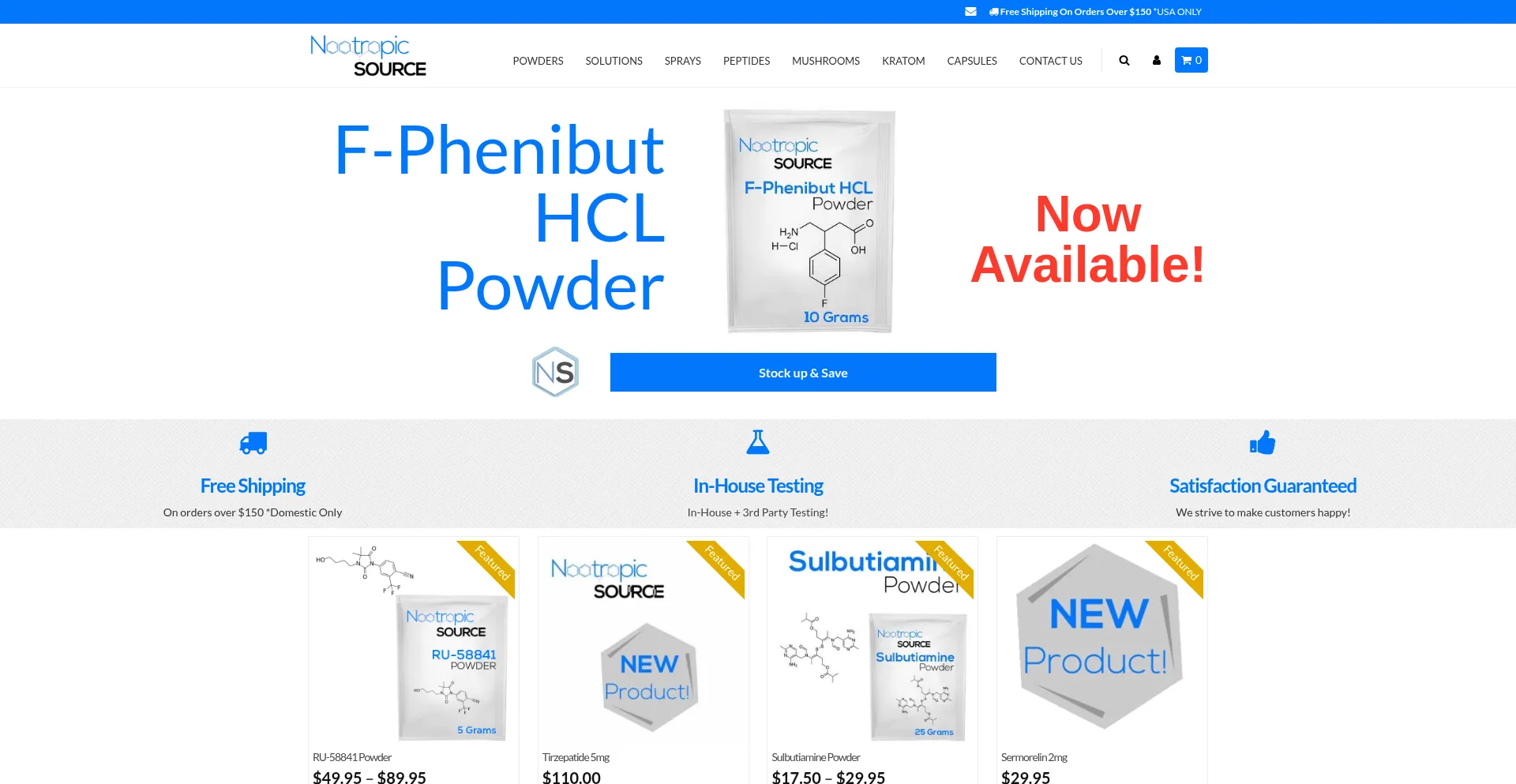 Website screenshot of Nootropicsource.com