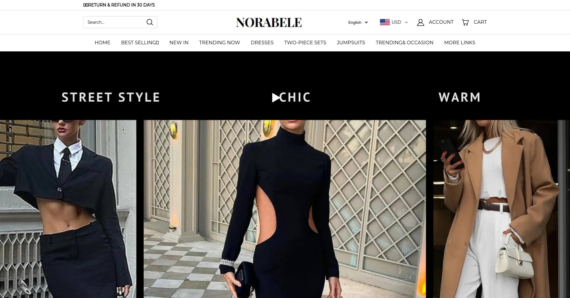 Website screenshot of Norabele.com