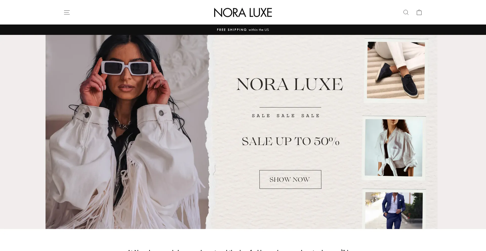 Website screenshot of Noraluxe.store