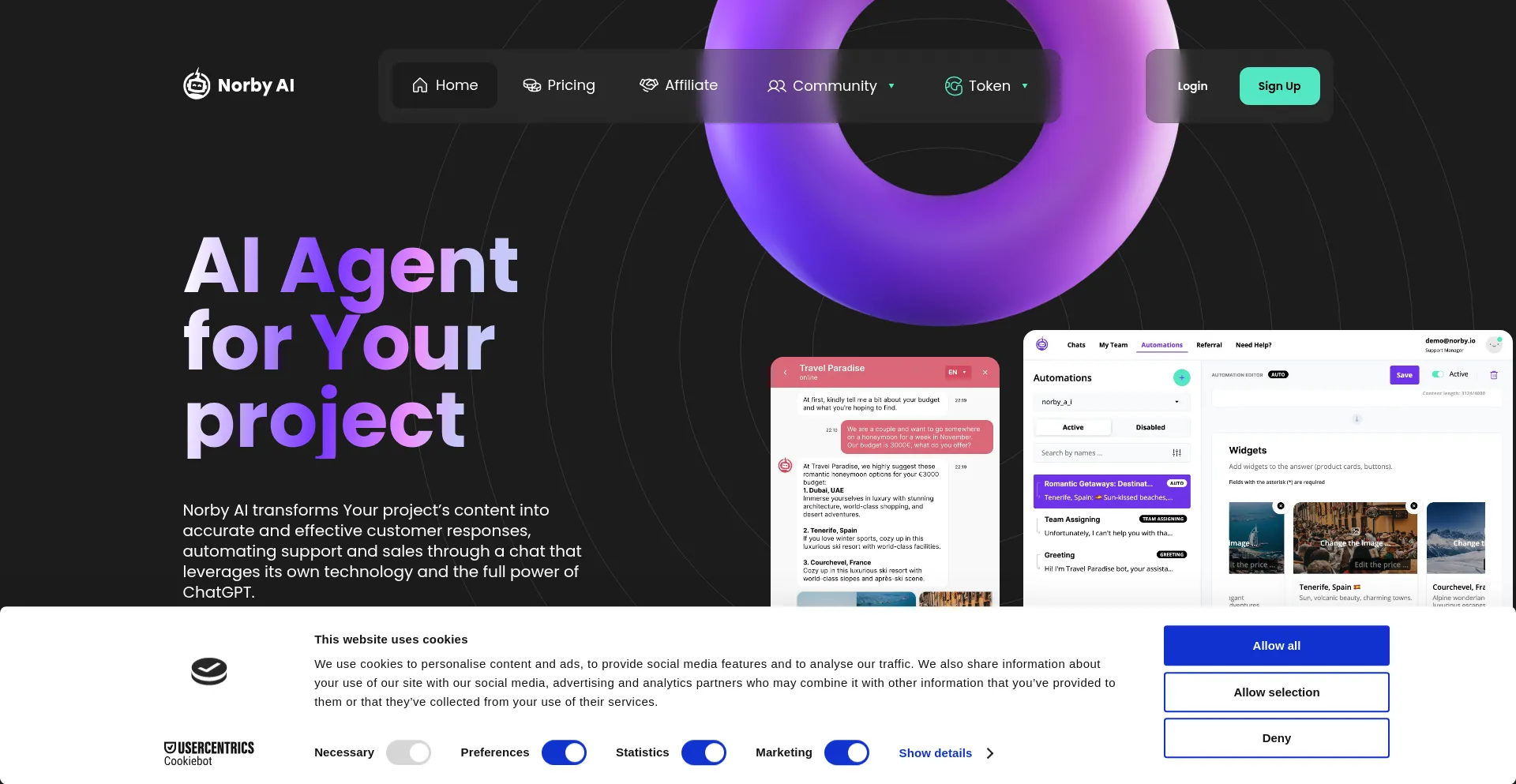 Website screenshot of Norby.io