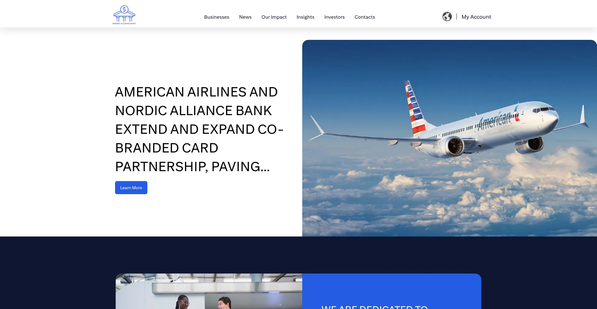 Website screenshot of Nordicalliancebank.net