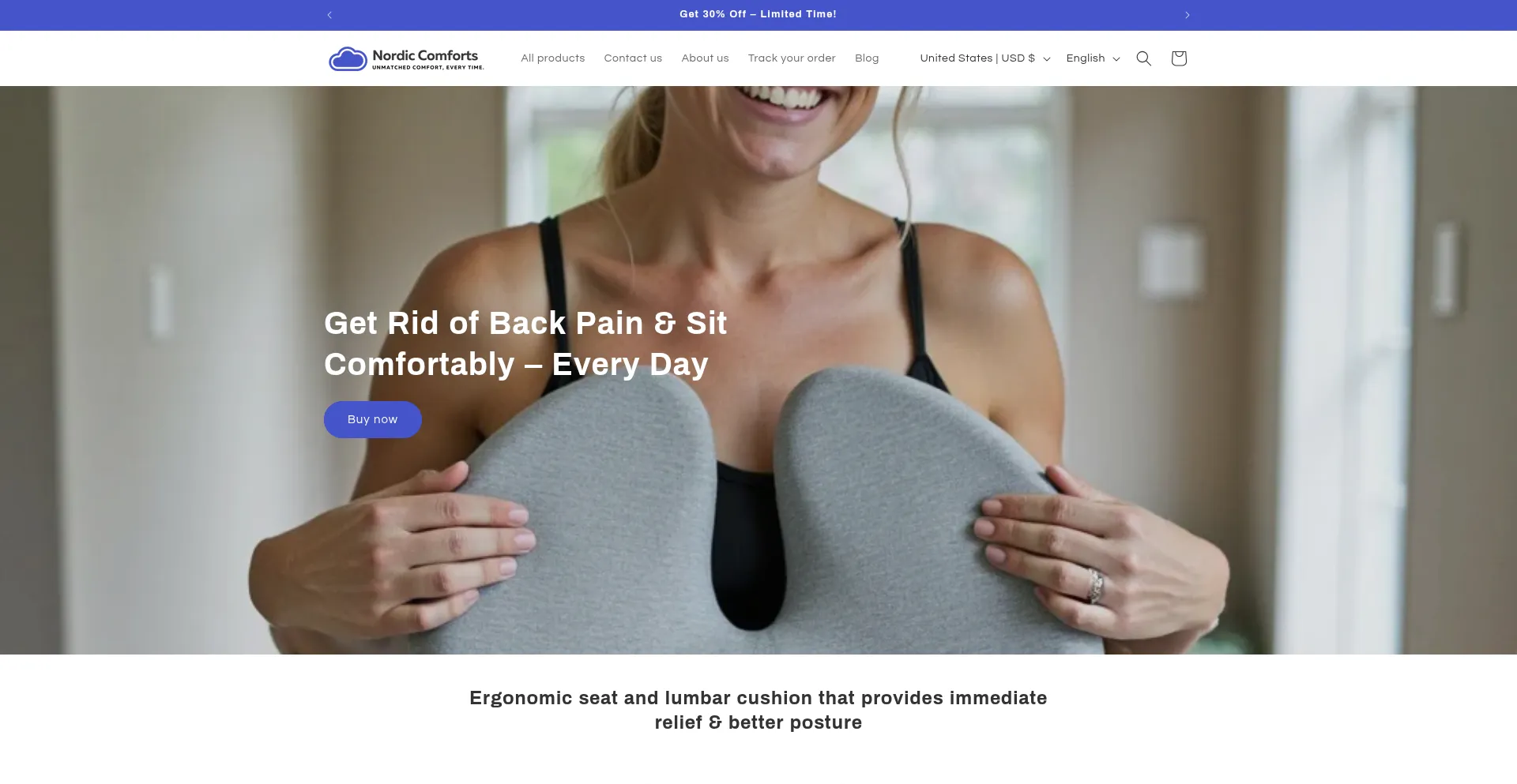 Website screenshot of Nordicscomforts.com