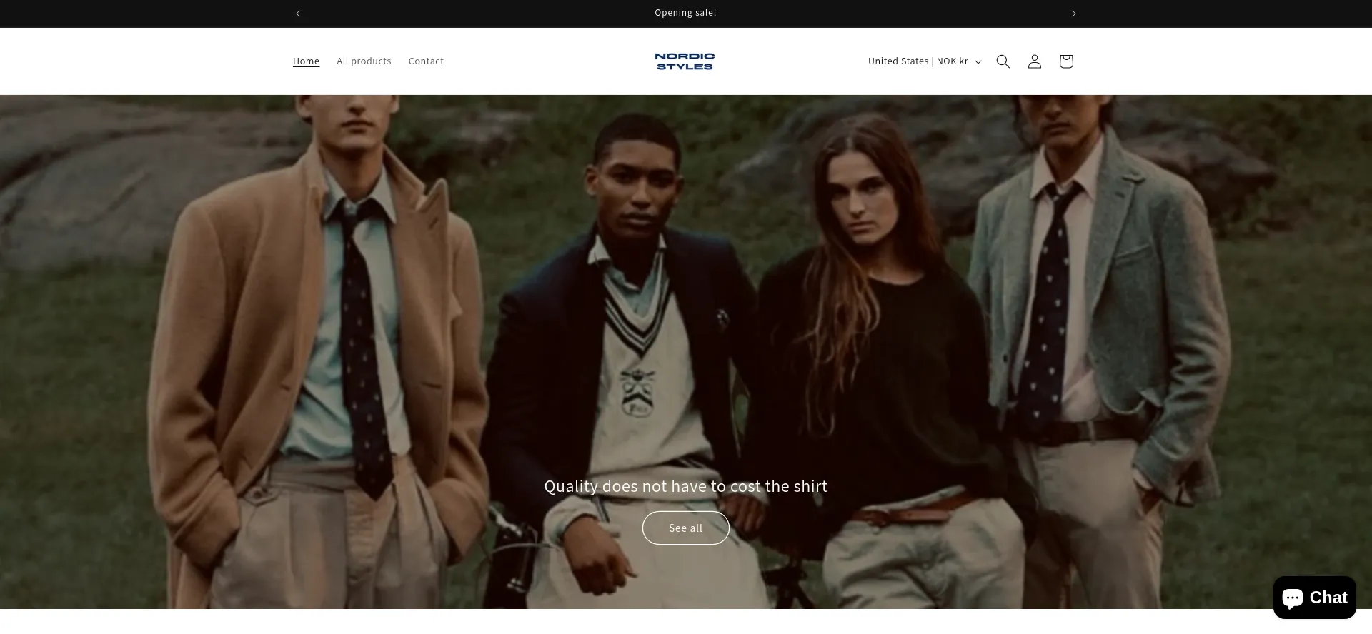 Website screenshot of Nordicstyles.store