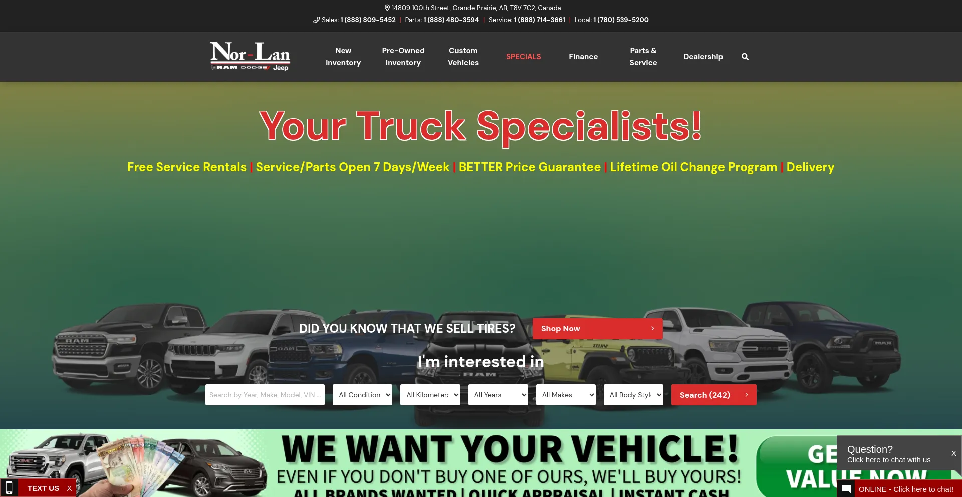 Website screenshot of Norlan.com
