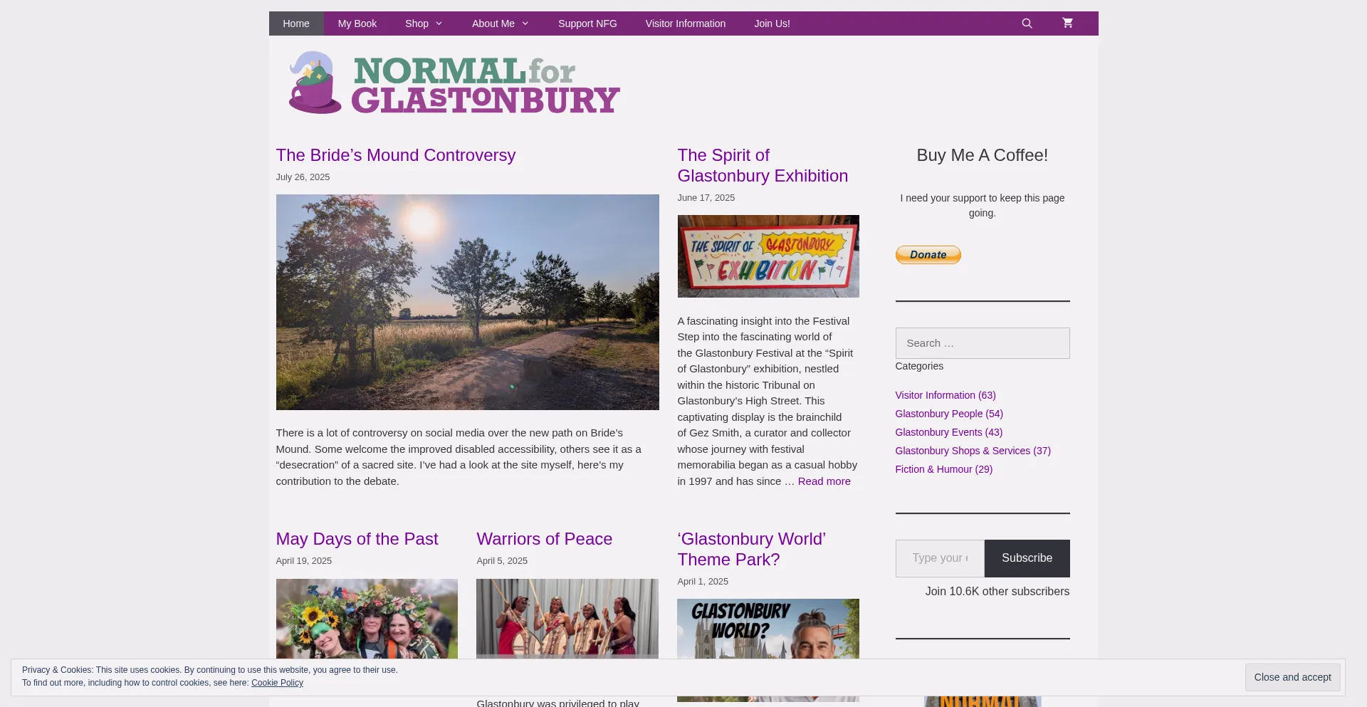 Website screenshot of Normalforglastonbury.uk