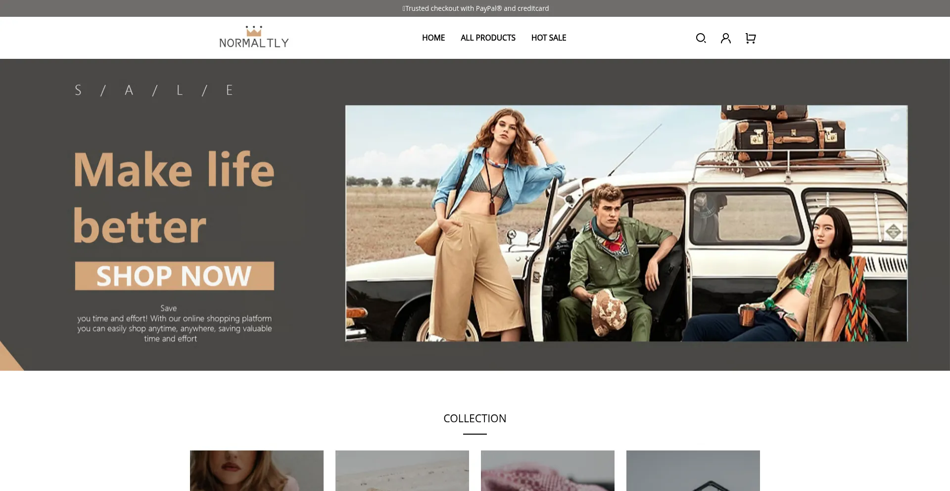 Website screenshot of Normaltly.com