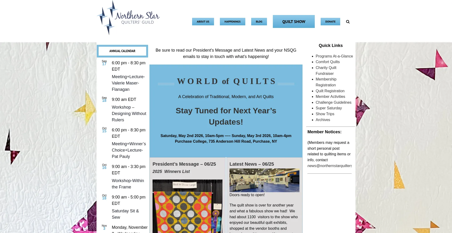 Website screenshot of Northernstarquilters.com
