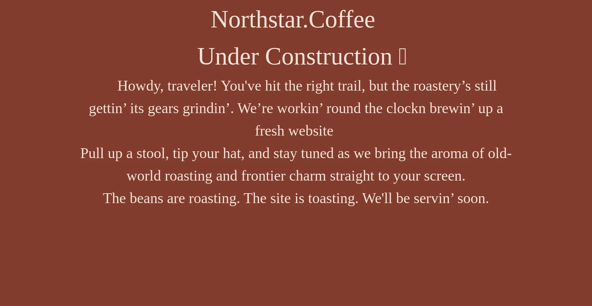 Website screenshot of Northstar.coffee