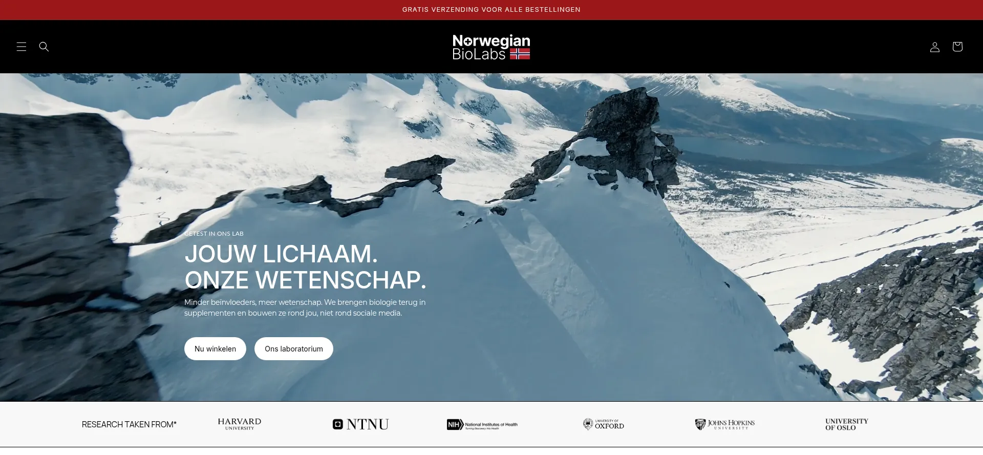 Website screenshot of Norwegianbiolabs.nl