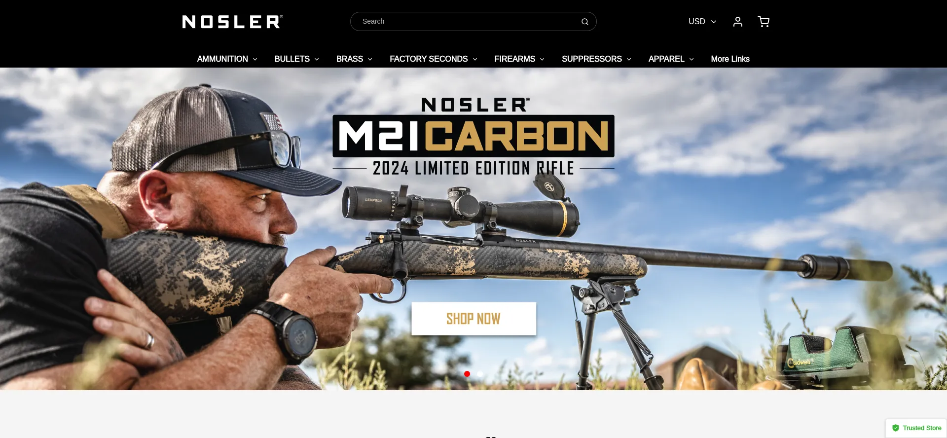 Website screenshot of Nosler.shop