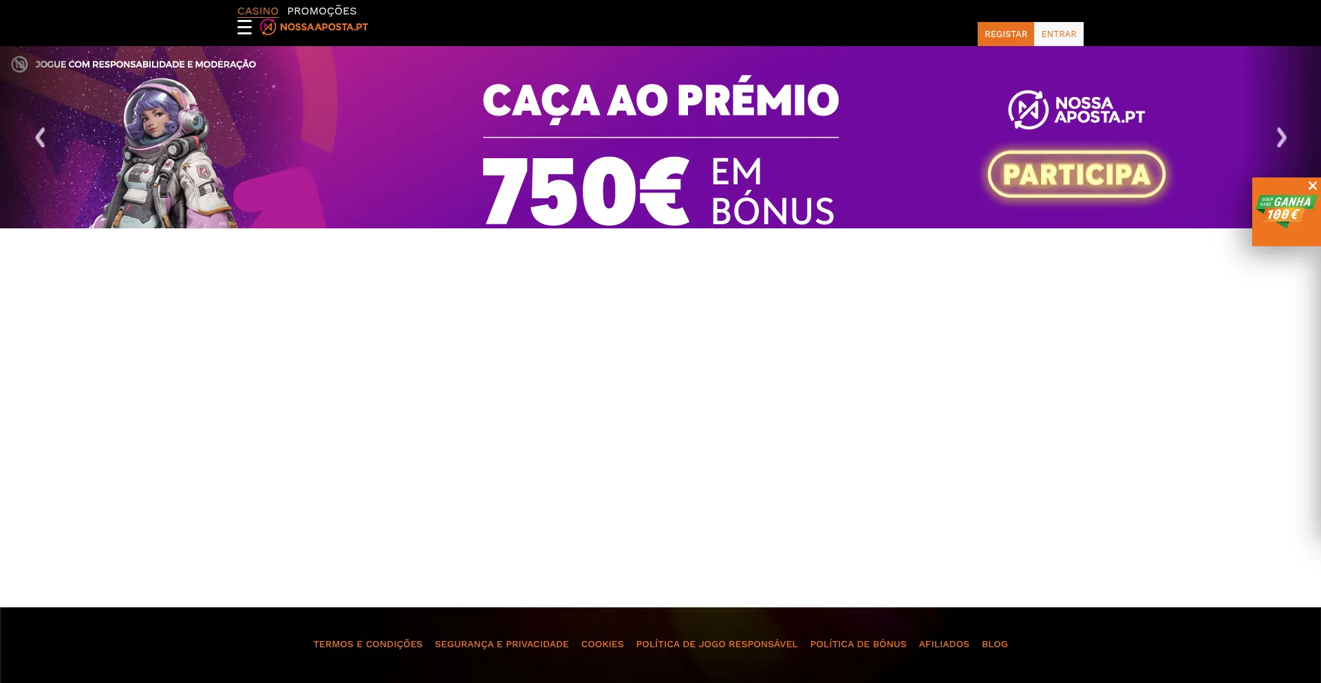Website screenshot of Nossaaposta.pt