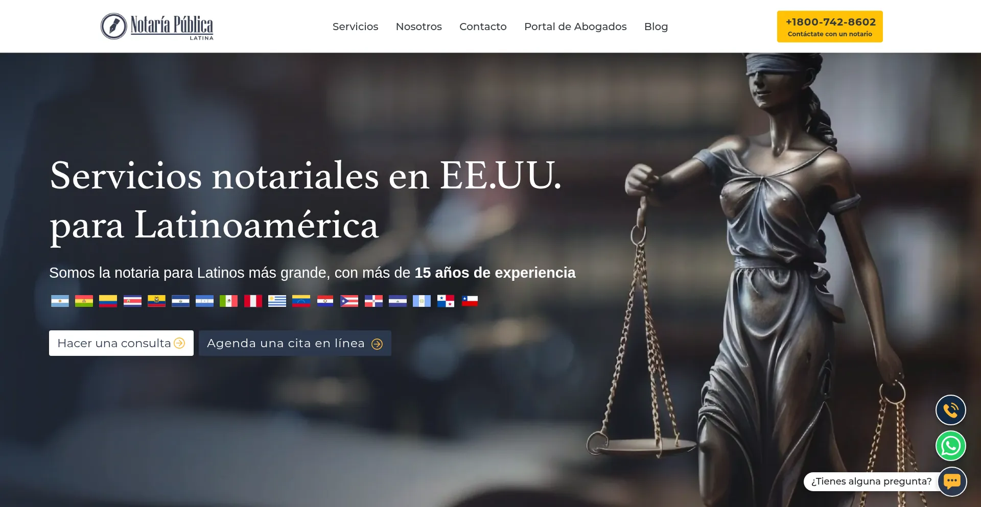 Website screenshot of Notarialatina.com