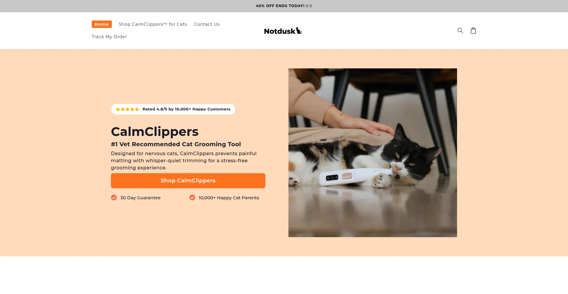 Website screenshot of Notdusk.com