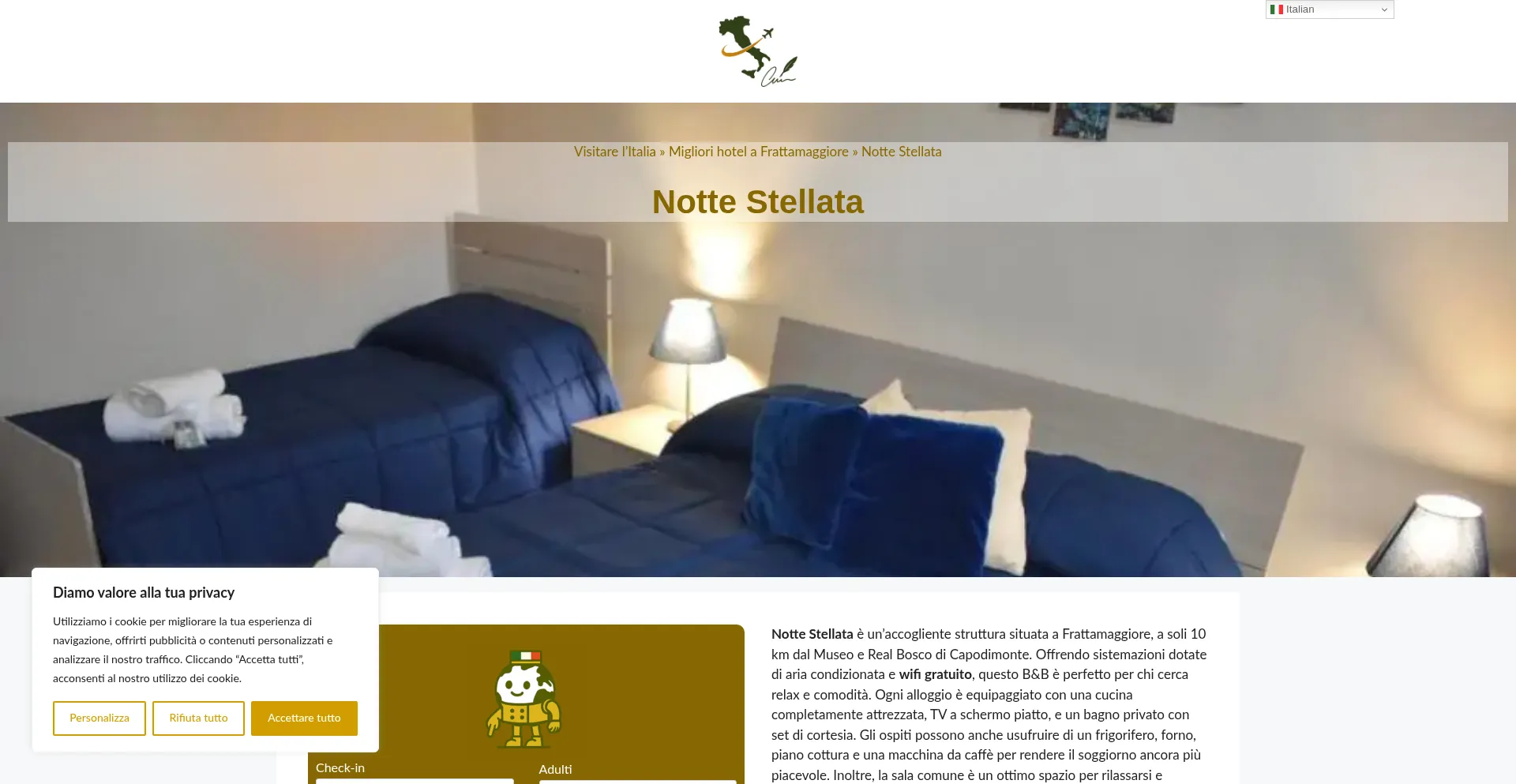 Website screenshot of Notte-stellata.dreaminginrome.com