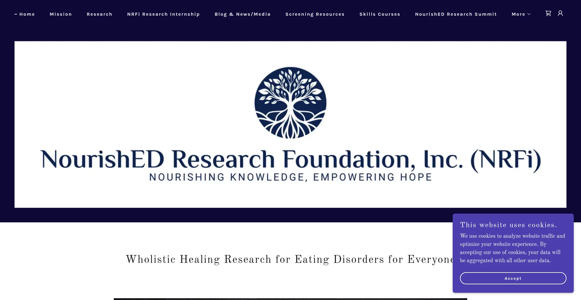 Website screenshot of Nourishedrfi.org