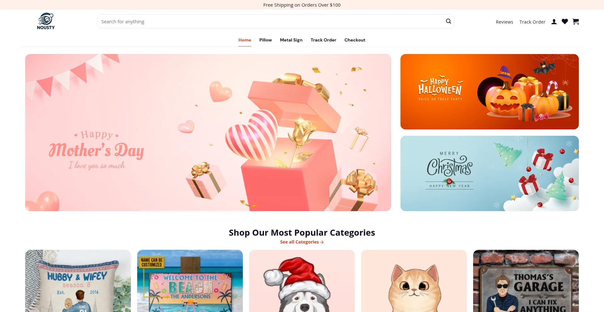 Website screenshot of Nousty.com