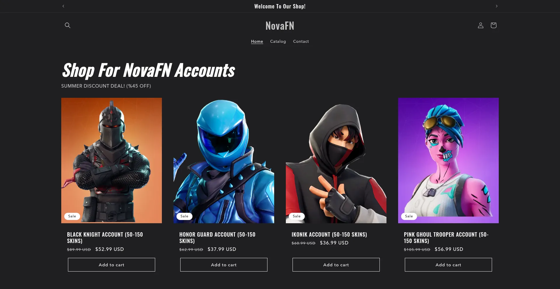 Website screenshot of Novafn.shop